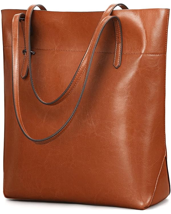 Kattee Vintage Genuine Leather Tote Shoulder Handbag for Woman with Adjustable Handles | Amazon (US)