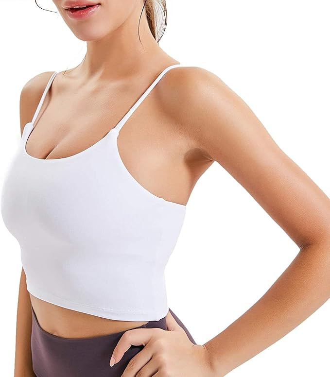 UOTJCNR Women's Longline Yoga Tank Top Padded Sports Bra Workout Fitness Running Camisole Crop To... | Amazon (US)