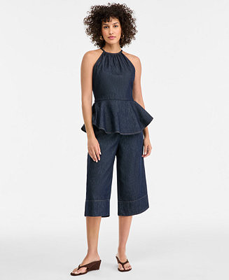 Women's Cropped Denim Wide-Leg Pants | Macy's