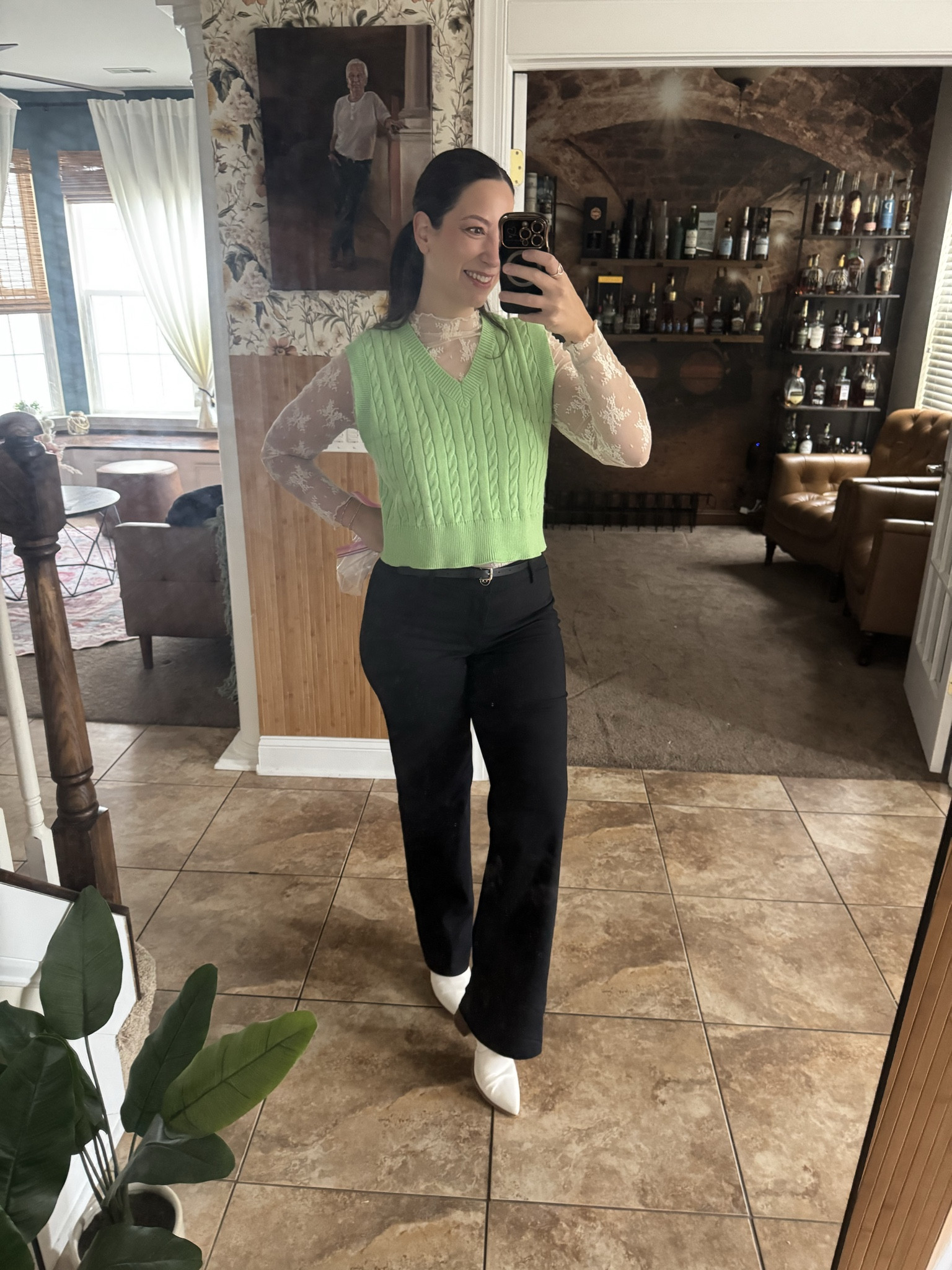 I wore this to work. The lace and the vest make it such a fun look paired with my favorite work pants! 

#LTKWorkwear #LTKootd #LTKgrwm