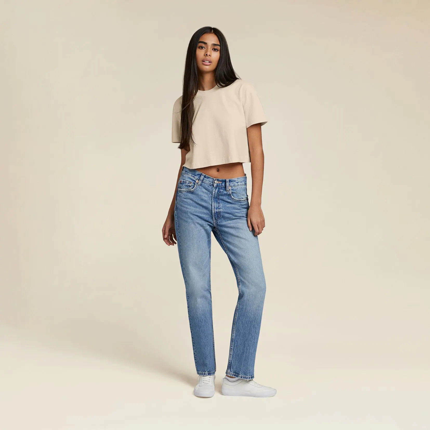 Women's Cropped Tee - Bone - nuuds | nuuds
