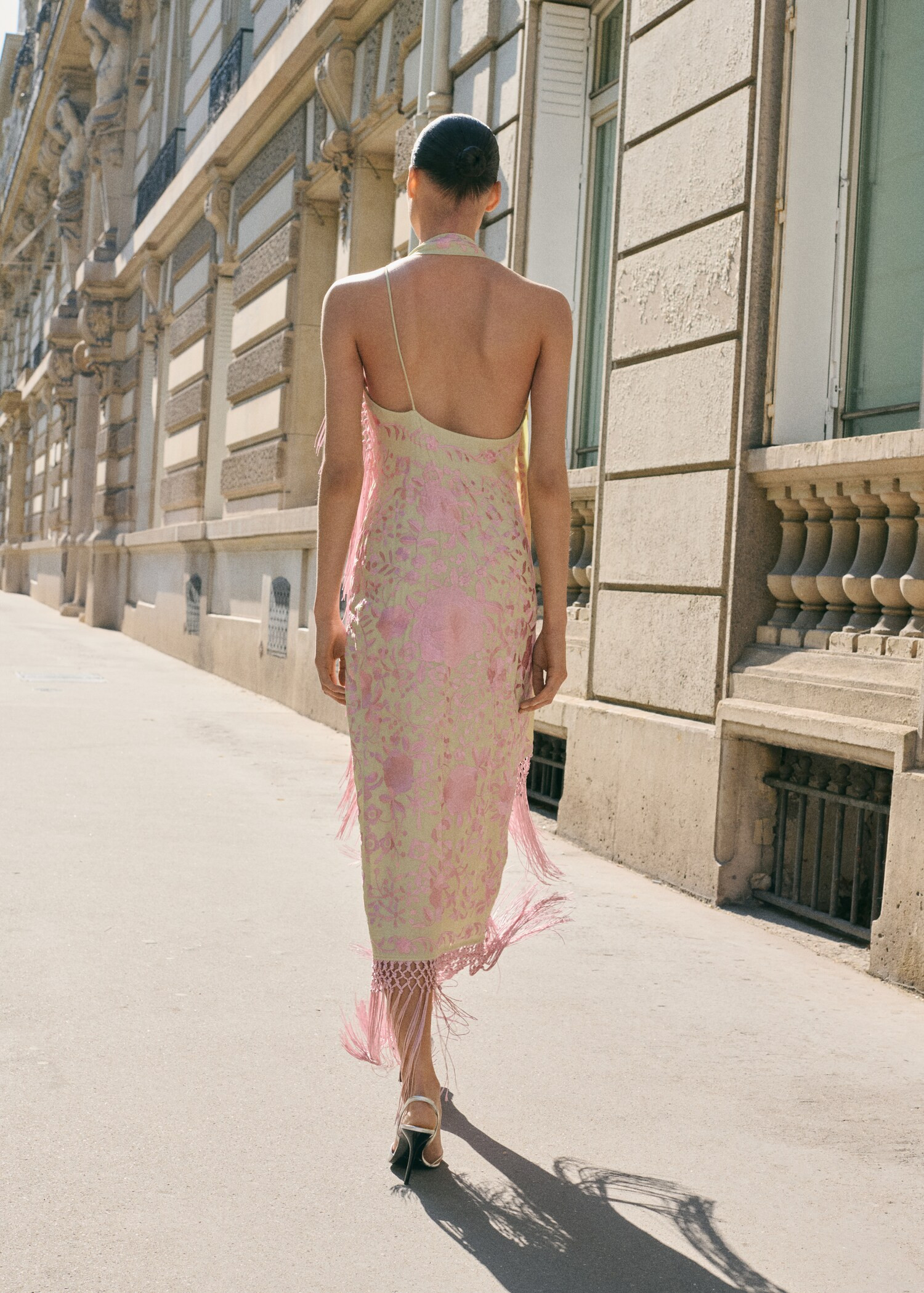 Asymmetrical dress with embroidered fringes | Mango (US/MX/AU)