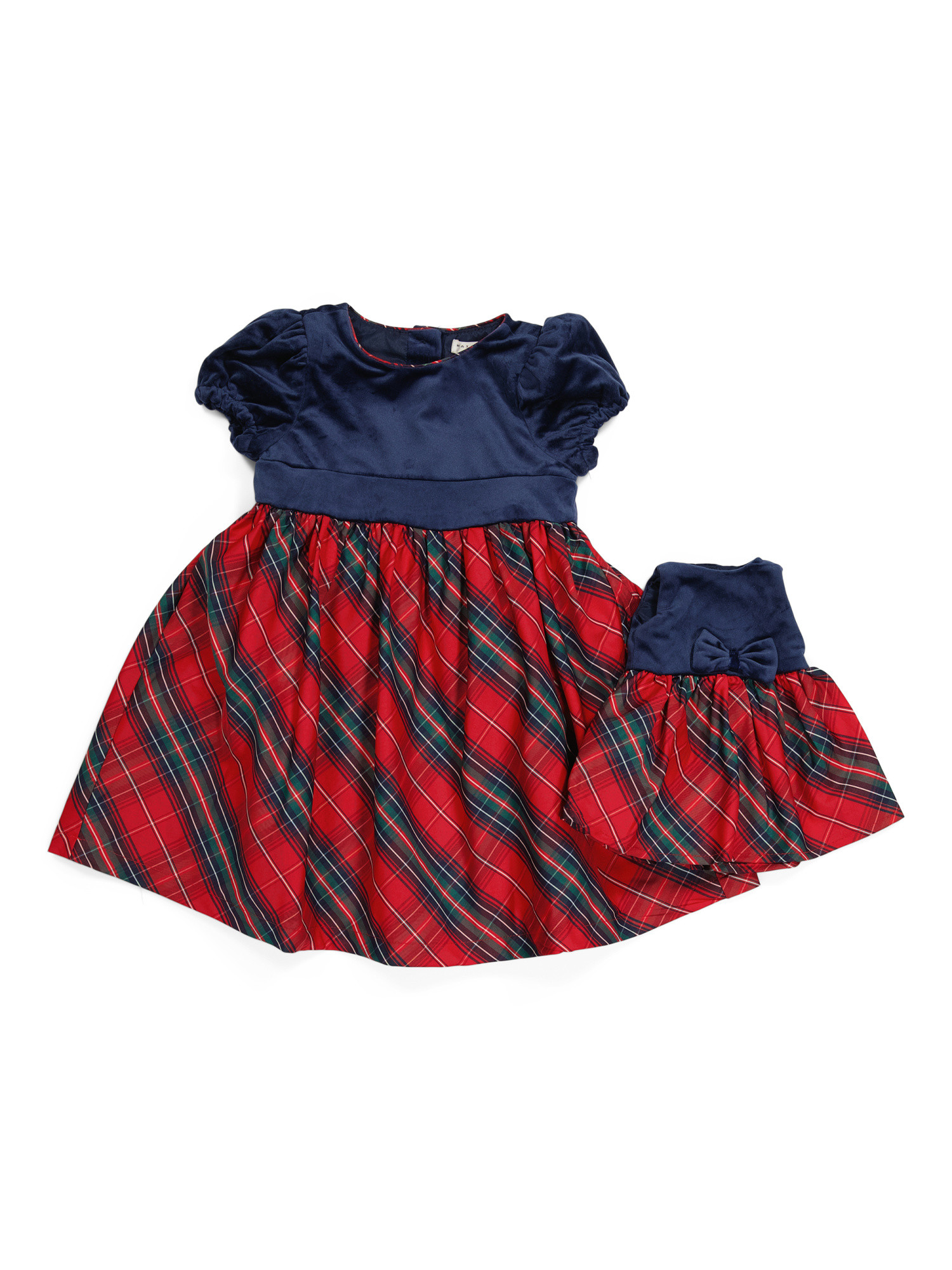 Girls Velour Plaid Holiday Dress With Matching Doll Dress | Little Girl Dresses | Marshalls | Marshalls