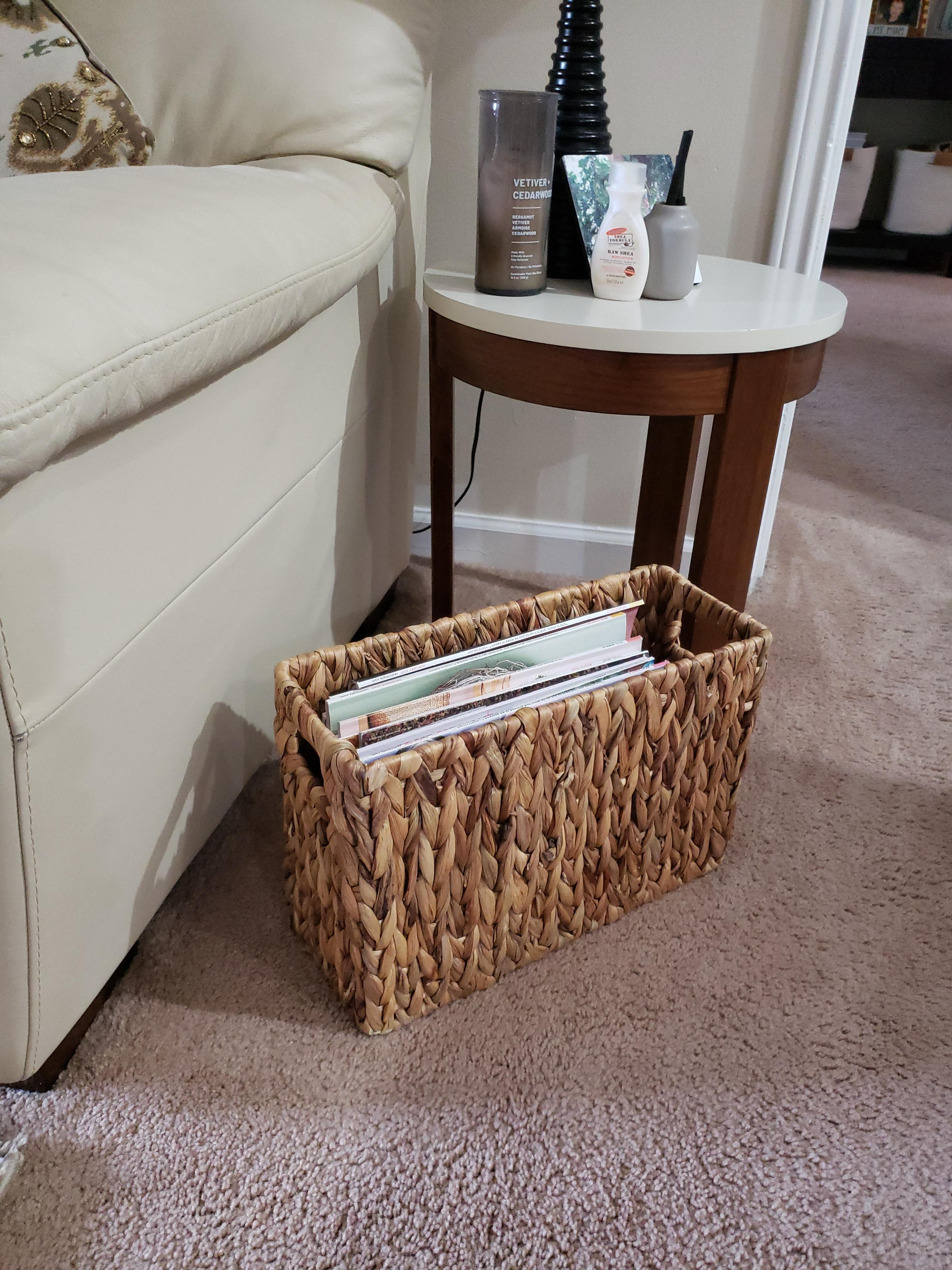 StorageWorks Hand-Woven Divided Magazine Basket, Rattan Magazine Holder, Natural Wicker Magazine ... | Amazon (US)