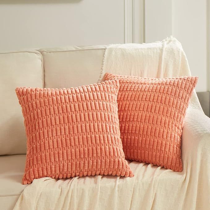 Fancy Homi 2 Packs Coral Decorative Throw Pillow Covers 18x18 Inch for Living Room Couch Bed Sofa... | Amazon (US)