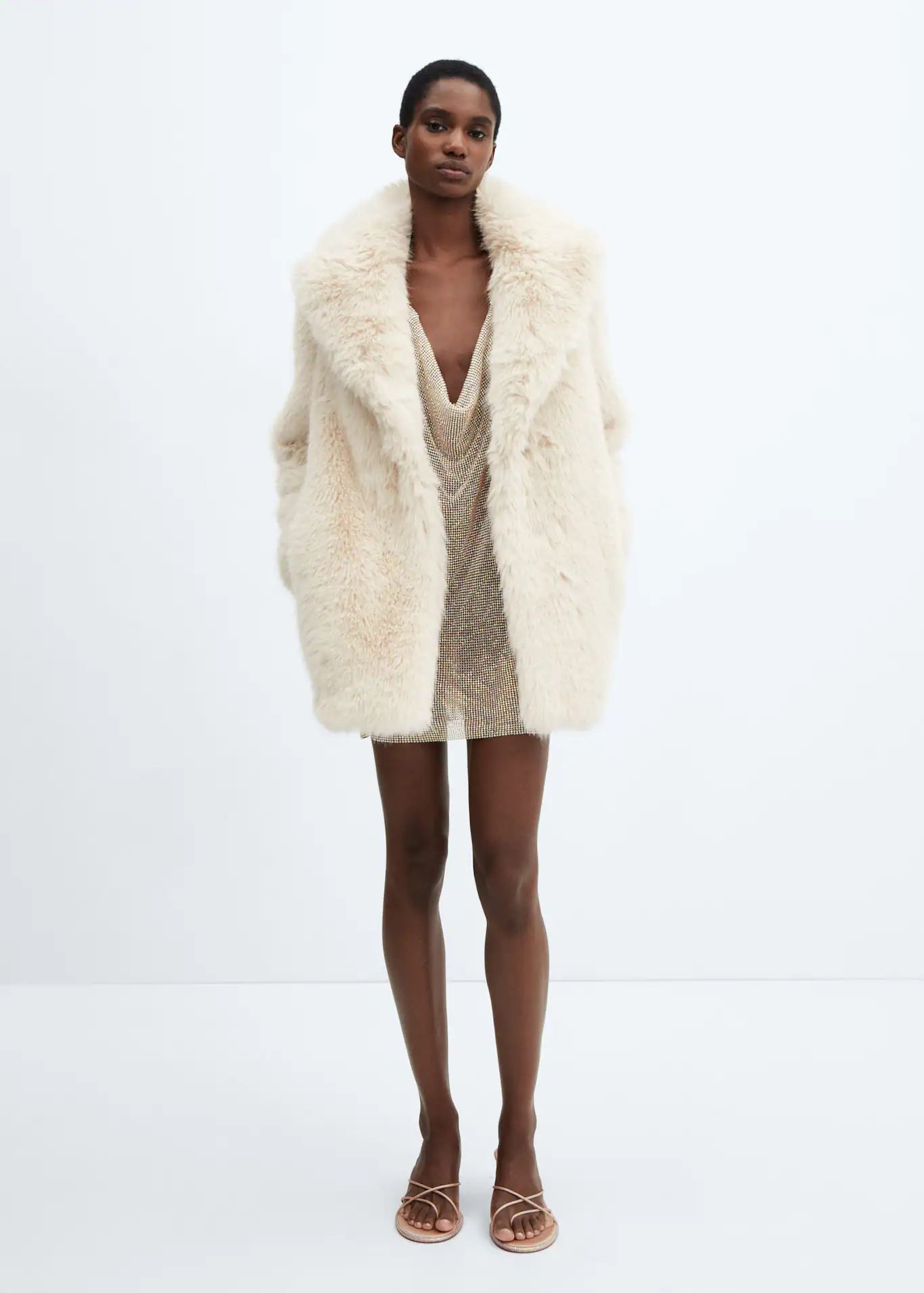 Lapels faux fur coat | MANGO (US)