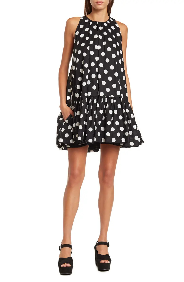 Zuma Polka Dot Bow Trapeze Dress | Nordstrom Rack