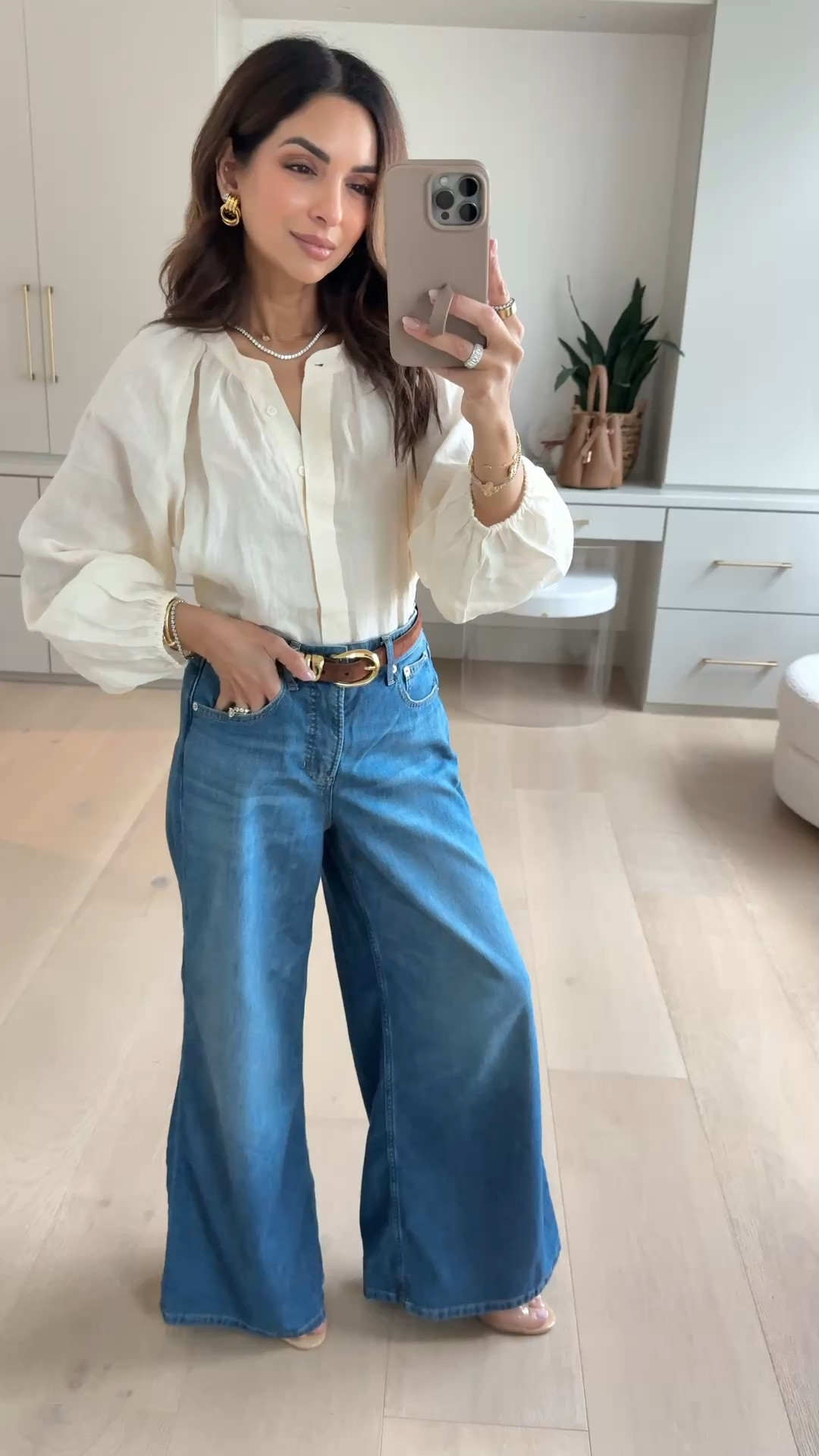 These Spanx super wide leg jeans are so cute and elevated! I suggest sizing down - I’m wearing size XS Petite.

#LTKSeasonal