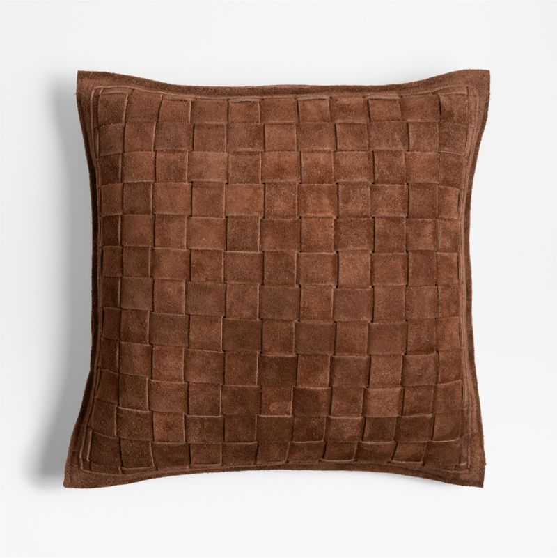 Hyde Woven Suede 20"x20" Brown Throw Pillow with Feather Insert + Reviews | Crate & Barrel | Crate & Barrel