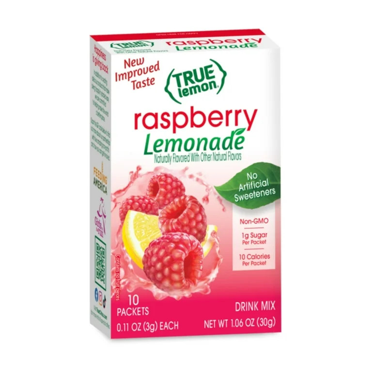 True Lemon Raspberry Lemonade Drink Mix Powder, No Artificial Sweeteners, 1.06 oz., 10 Count Box | Walmart (US)