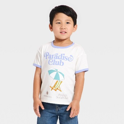 Grayson Mini Toddler Boys' Short Sleeve Paradise Club Jersey Knit T-Shirt - White 4T | Target