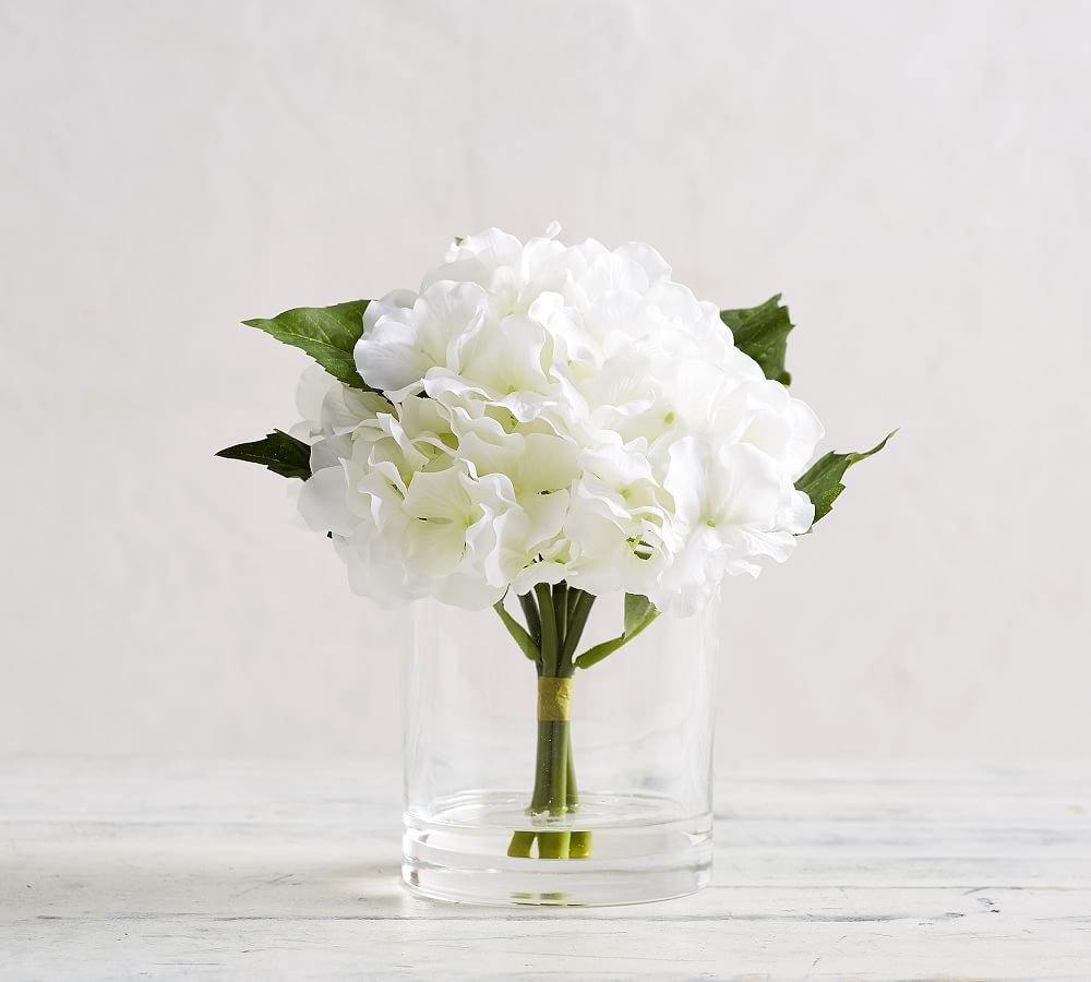 Faux White Hydrangea Composed Arrangement, Medium | Pottery Barn (US)