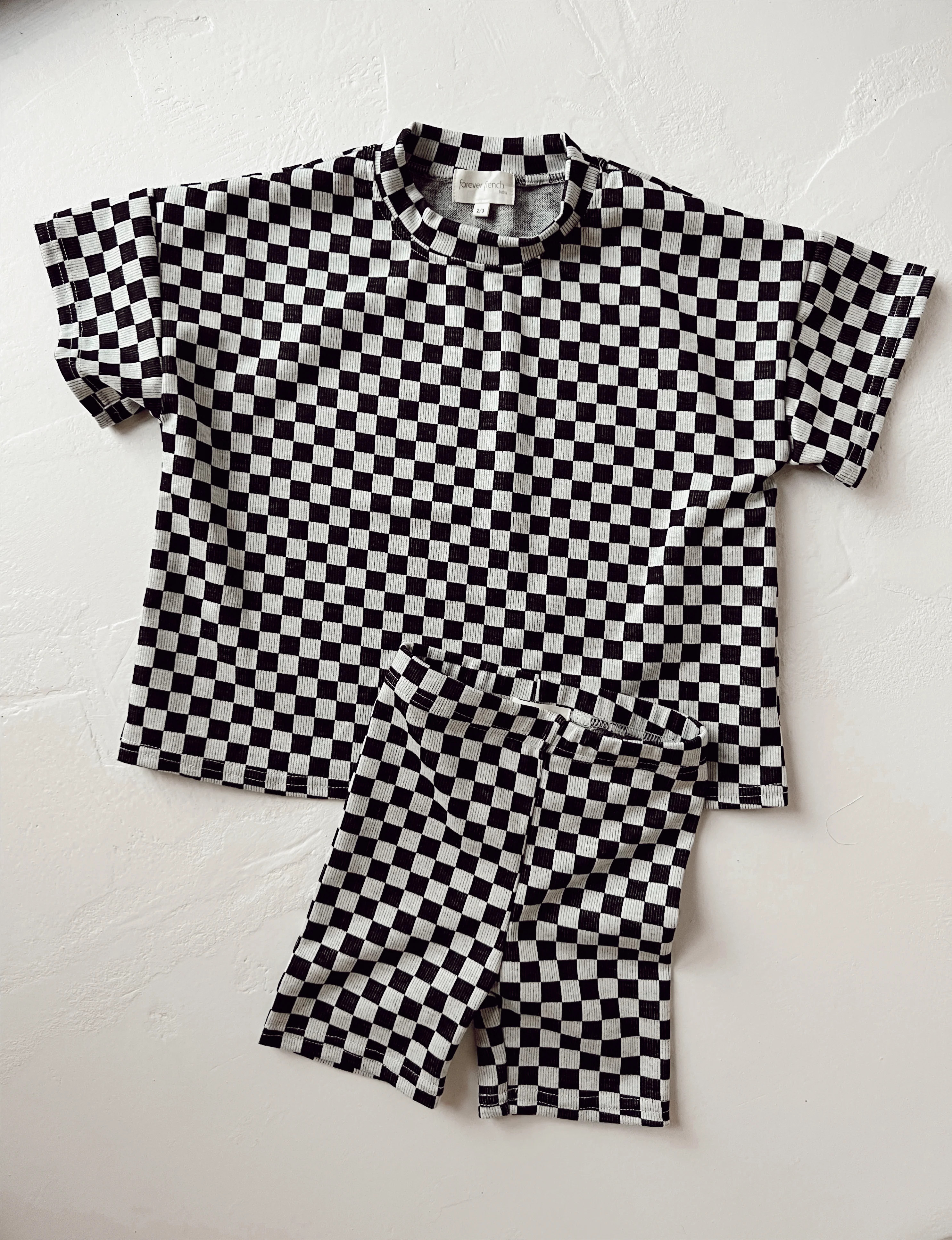 Biker Shorts Set | Black & Grey Checkerboard | Forever French