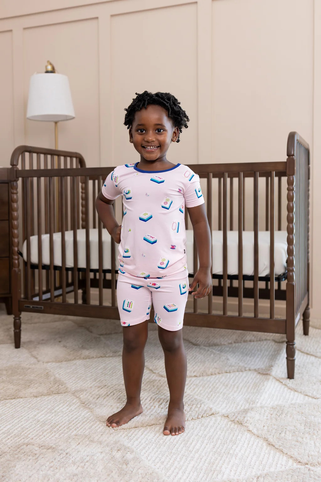 Short Sleeve Pajamas in Sakura Mahjong | Kyte Baby