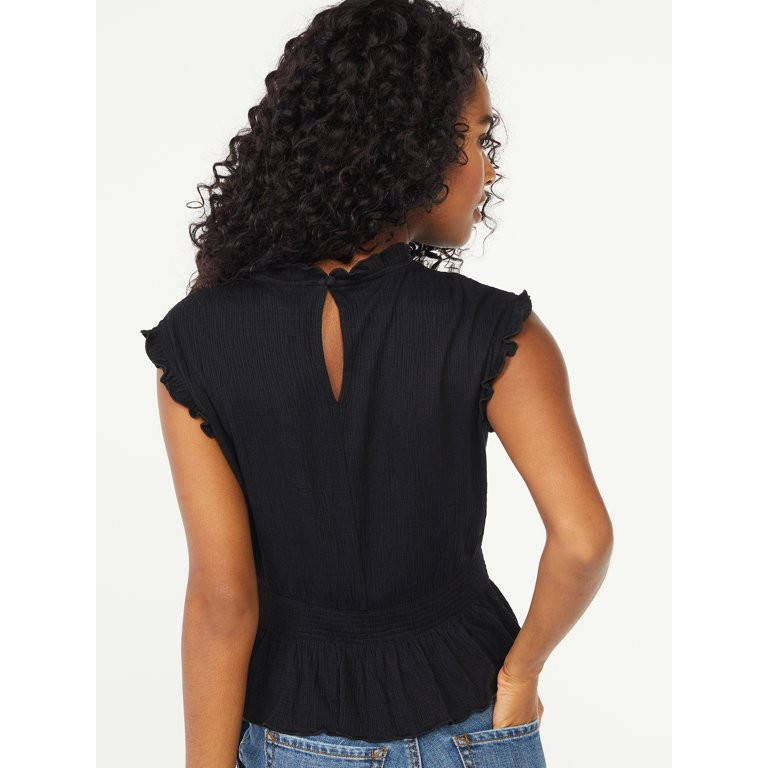 Scoop Women's Smocked Crop Top - Walmart.com | Walmart (US)