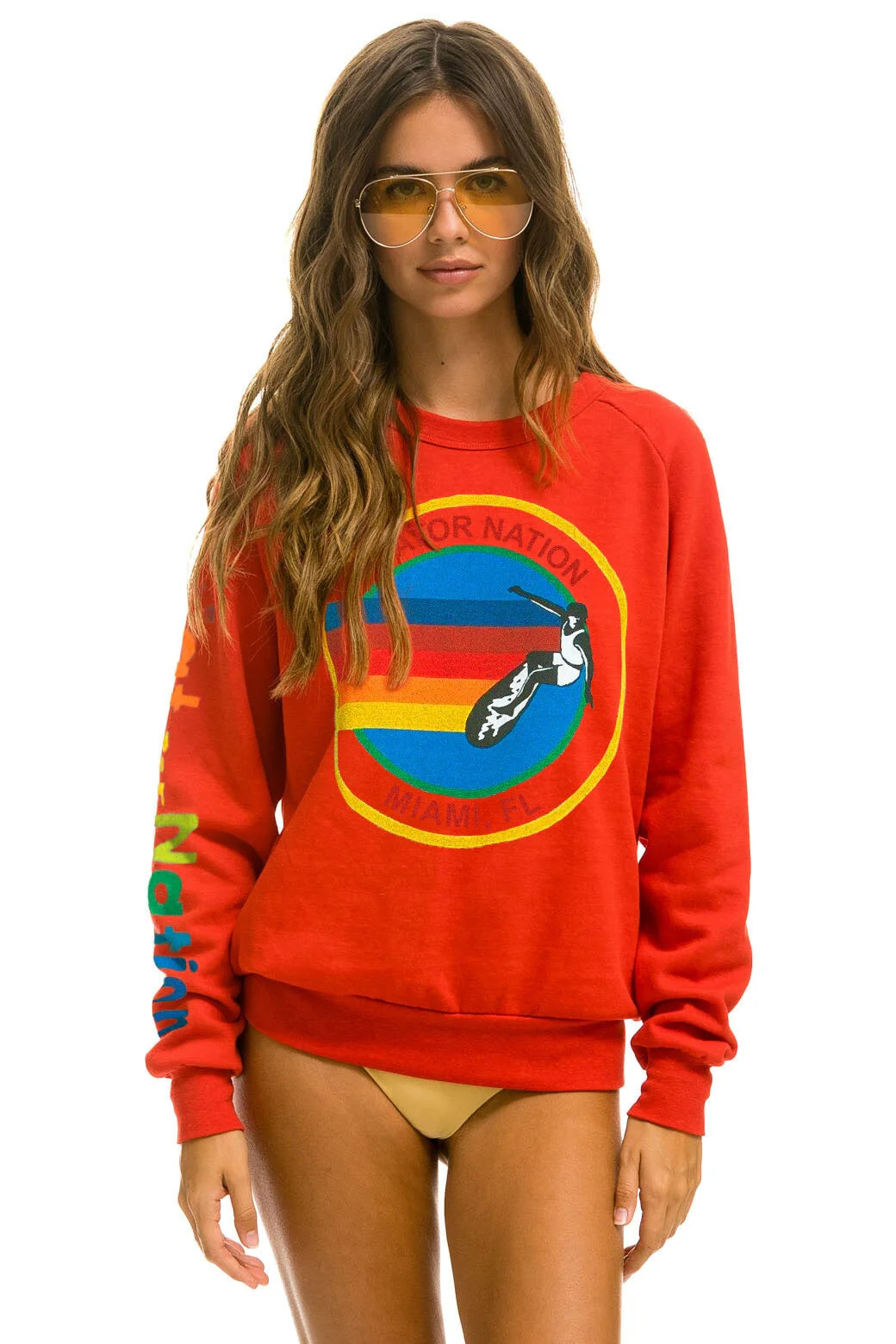 AVIATOR NATION MIAMI SWEATSHIRT - RED | Aviator Nation