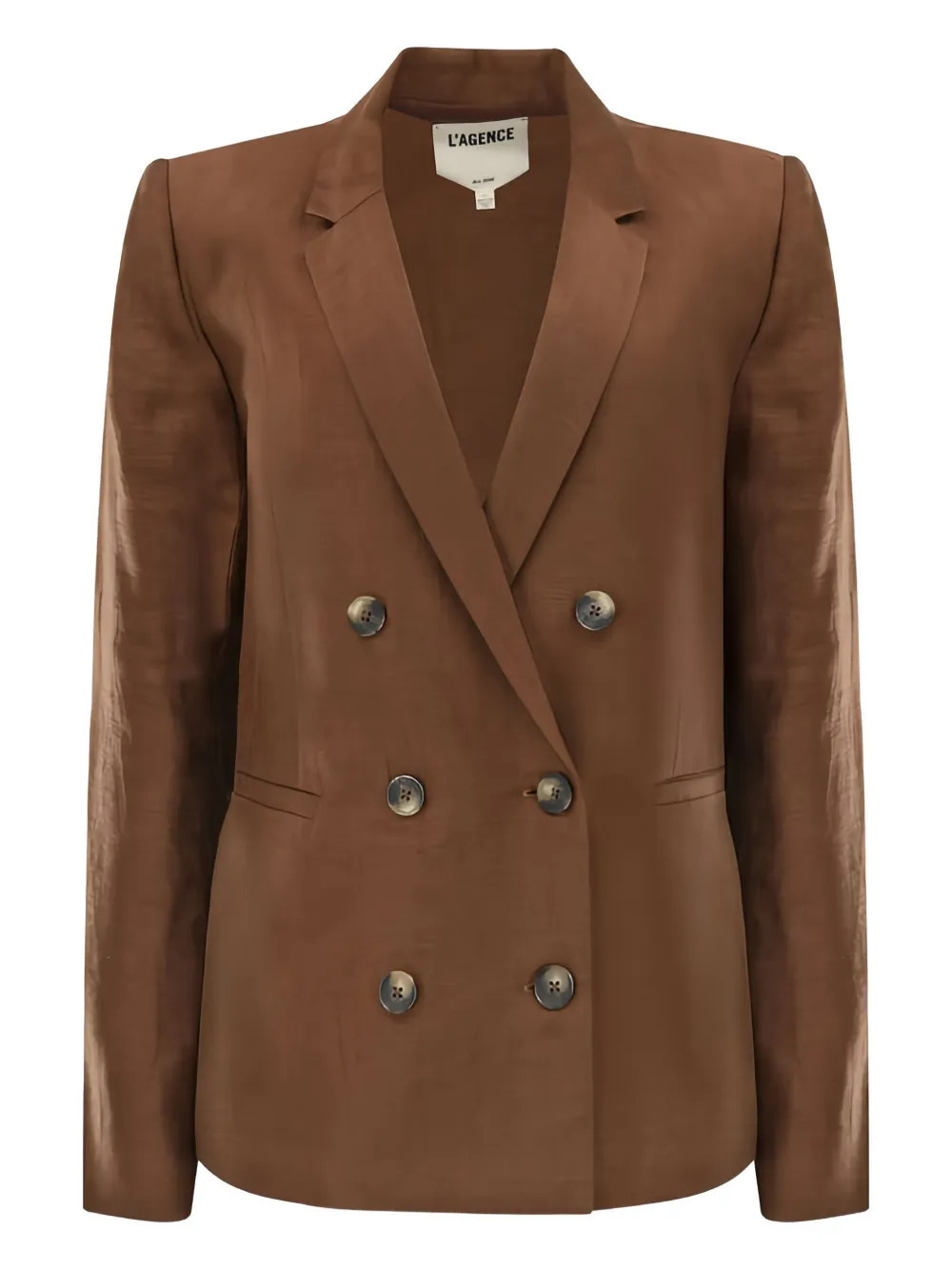 L'Agence double-breasted linen-blend blazer - Brown | Farfetch Global