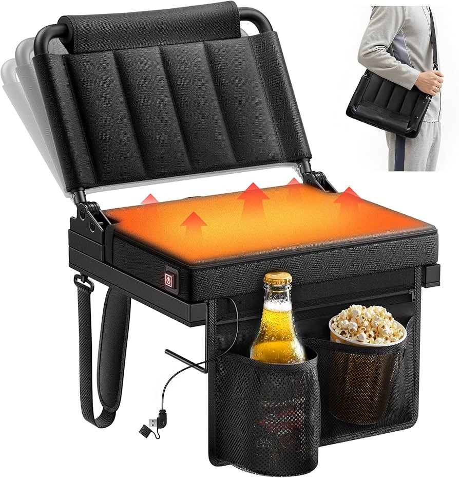 Heated Stadium Seats with Back Support for Bleacher, Portable 5-Angle and Adjustable Height Thick... | Amazon (US)