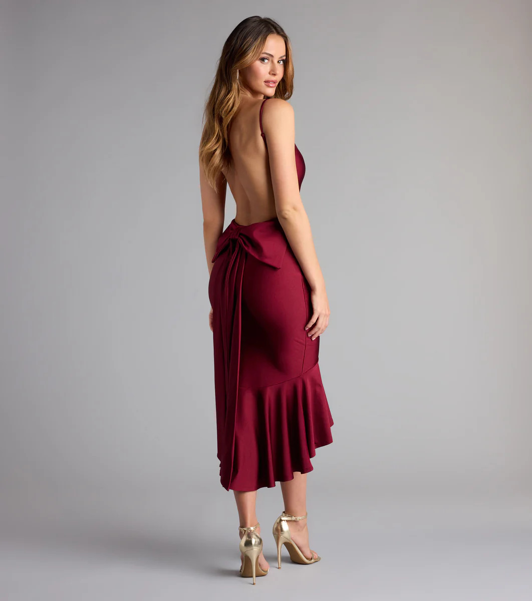 Back For More Ruffle Bow Midi Dress | Windsor Stores