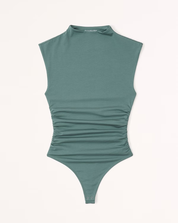 Cotton-Modal Ruched Shell Bodysuit | Abercrombie & Fitch (US)