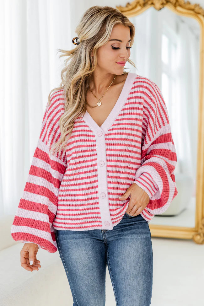 Better With You Pink Striped Cardigan FINAL SALE | Pink Lily
