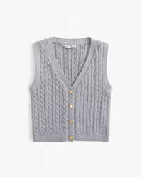 The A&F Mara Cable Button-Up Sweater Vest | Abercrombie & Fitch (US)
