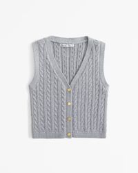 The A&F Mara Cable Button-Up Sweater Vest | Abercrombie & Fitch (US)