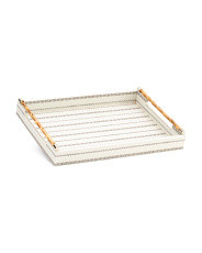 20.5x14.5 Natia Faux Linen Tray With Bamboo Handles | Home | Marshalls | Marshalls