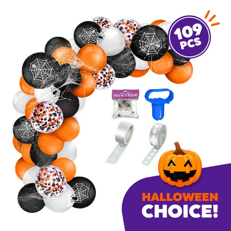 Halloween Decorations Balloons Arch Garland Kit 109 PCS, Orange Black White Confetti Balloons wit... | Walmart (US)