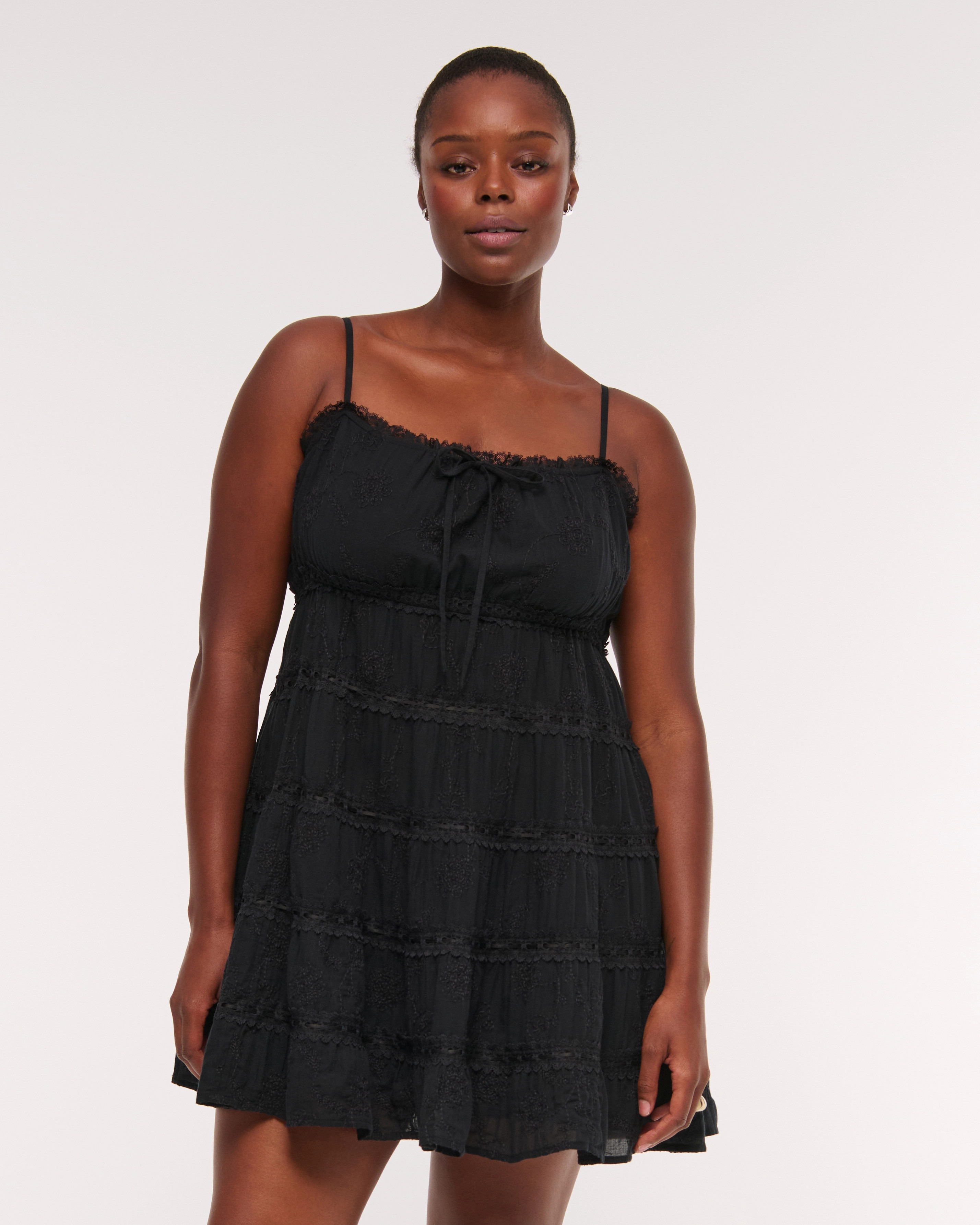 Lace Tie-Front Mini Dress | Abercrombie & Fitch (US)