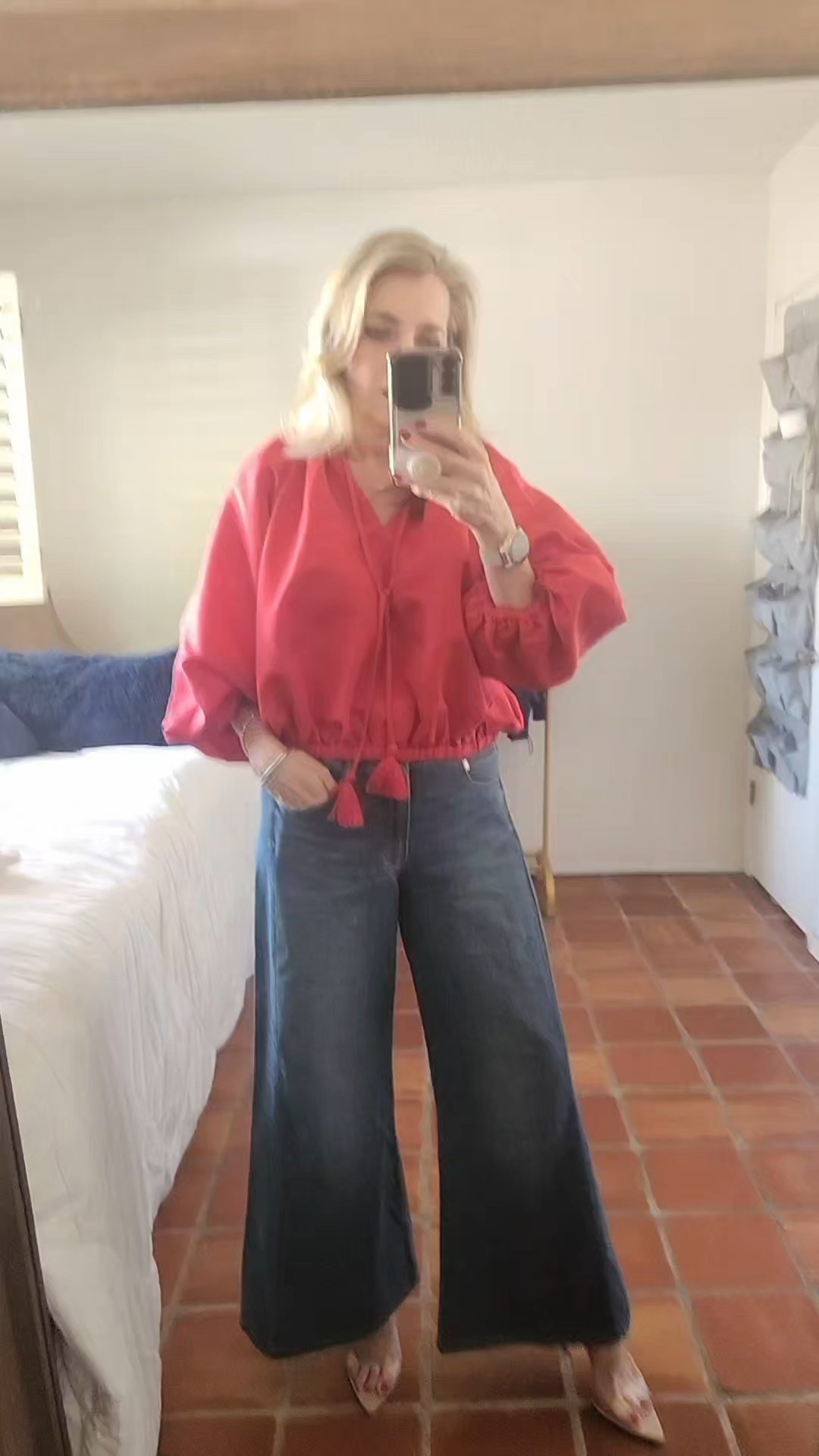 Go Red day. Wear red to support cardiovascular disease.My top is on sale. Cute look for Valentines. It can be dressed up or down.These are the sweatshirt jeans. Uber comfy and roomy. Suze down for a more snuggle fit.Red, bloyse, sweatshirt jeans, trending, viral, comfy, Valentines, dress up, dress down, date night, red, pink, black, lace, silk, satin, romance, couples, love, sweetheart, flowers, hearts, healthy options, lifestyle, heart research, womens health, 

#LTKValentine #LTKootd #LTKSaleAlert