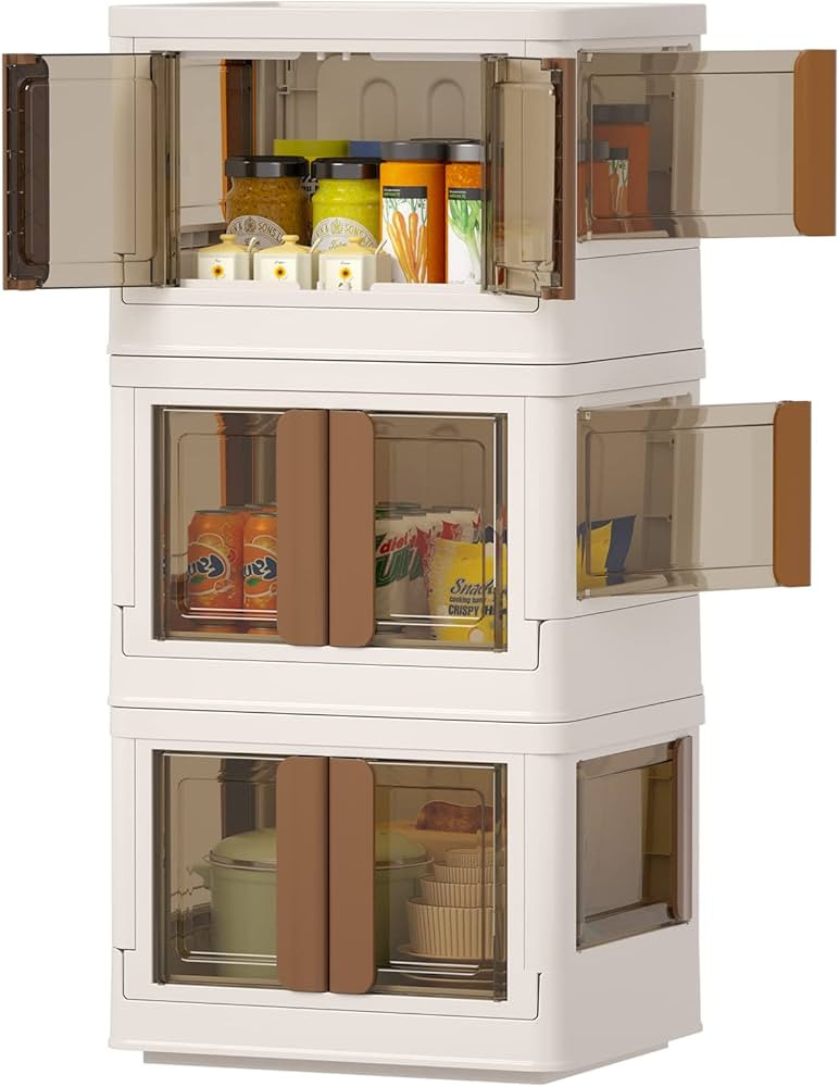 Toy Storage, Plastic Closet Organizers, 4 Side Open Stackable Storage Bins with Lids, 27.5Qt Clea... | Amazon (US)