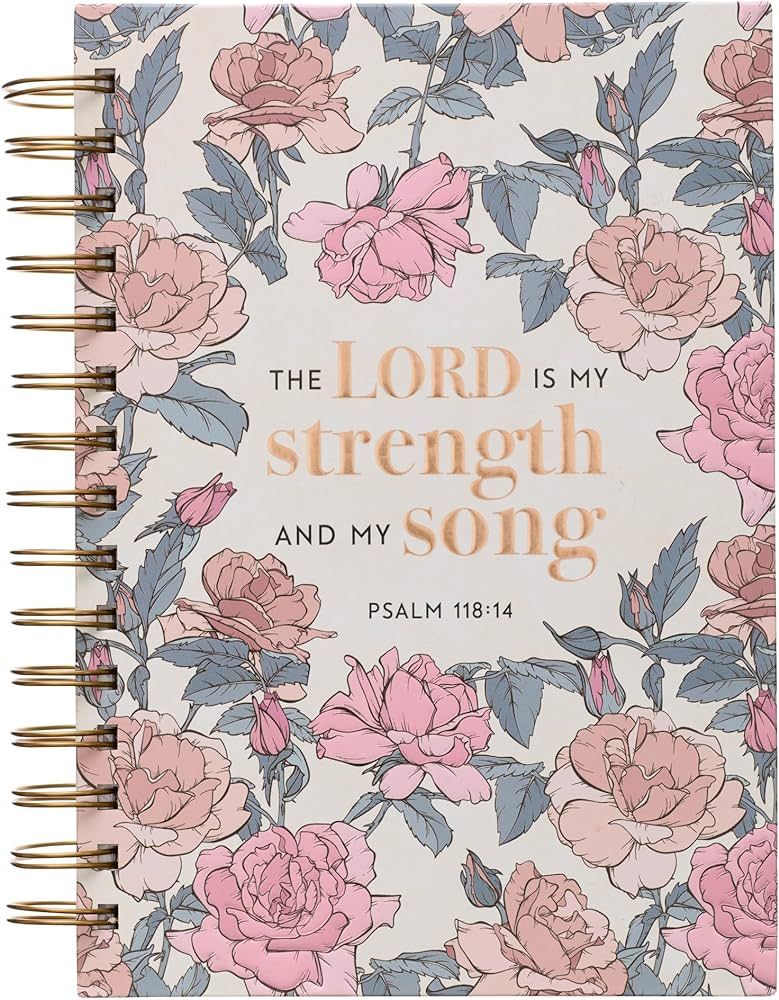 Christian Art Gifts Journal w/Scripture The Lord is My Strength Psalm 118:14 Bible Verse Pink Ros... | Amazon (US)