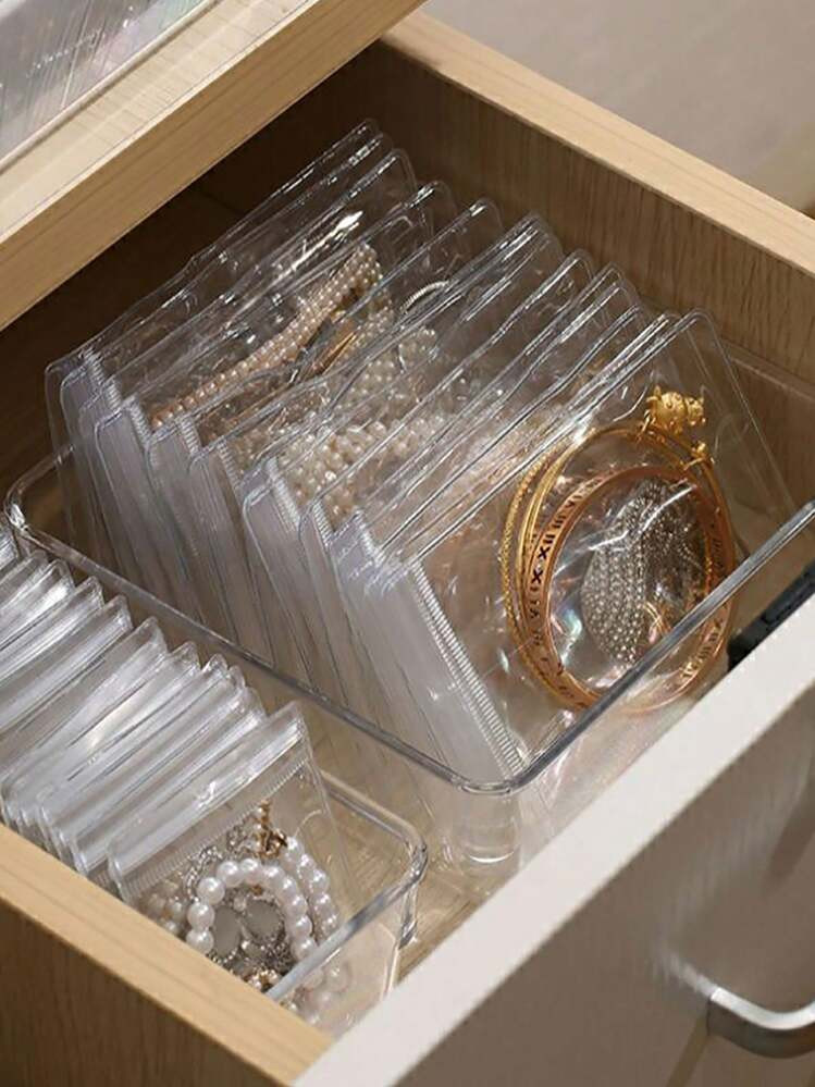 100pcs Pvc Transparent Resealable Jewelry Bags With Ziplock,Anti-Oxidation,Prevents Tarnishing,For Storing Earrings, Necklaces, Jewelry, Small Gift, Accessory Party Favor Pouches | SHEIN