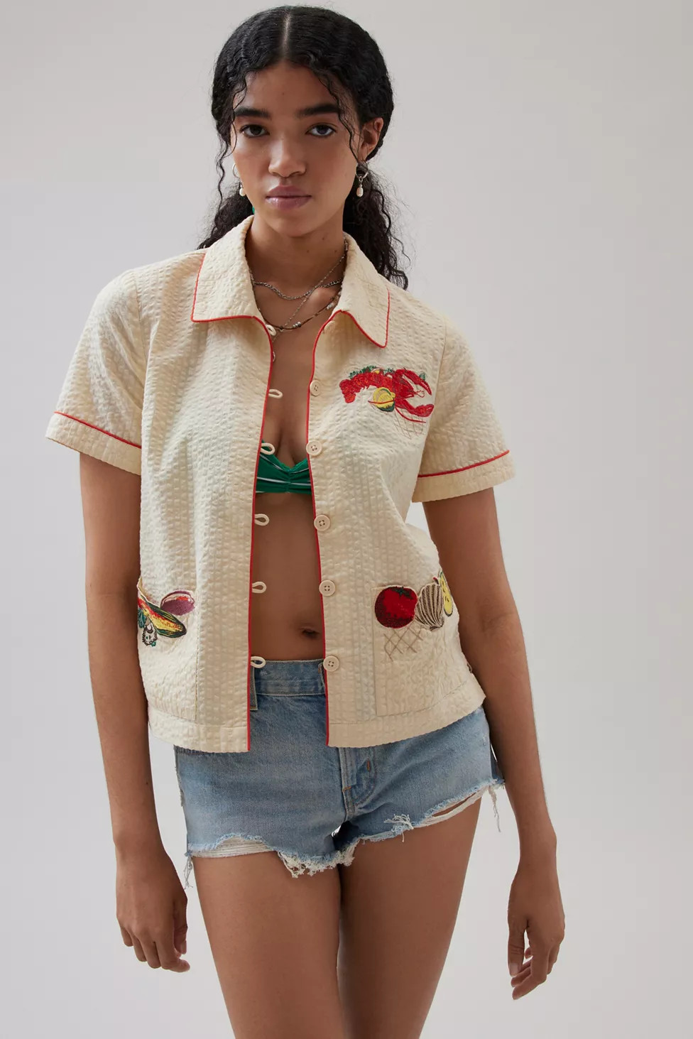 BDG Souvenir Applique Seersucker Shirt | Urban Outfitters (US and RoW)