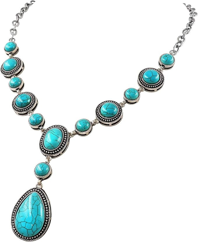 Suyi Long Pendant Turquoise Necklace for Women Bohemian Handmade Beaded Necklace jewelry | Amazon (US)