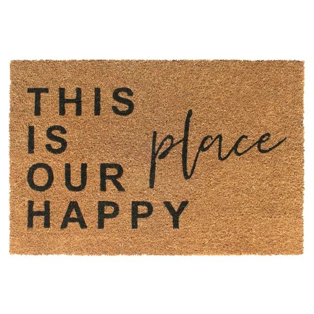 Rugsmith Black Machine Tufted This is Our Happy Place Doormat, 24" x 36" | Walmart (US)