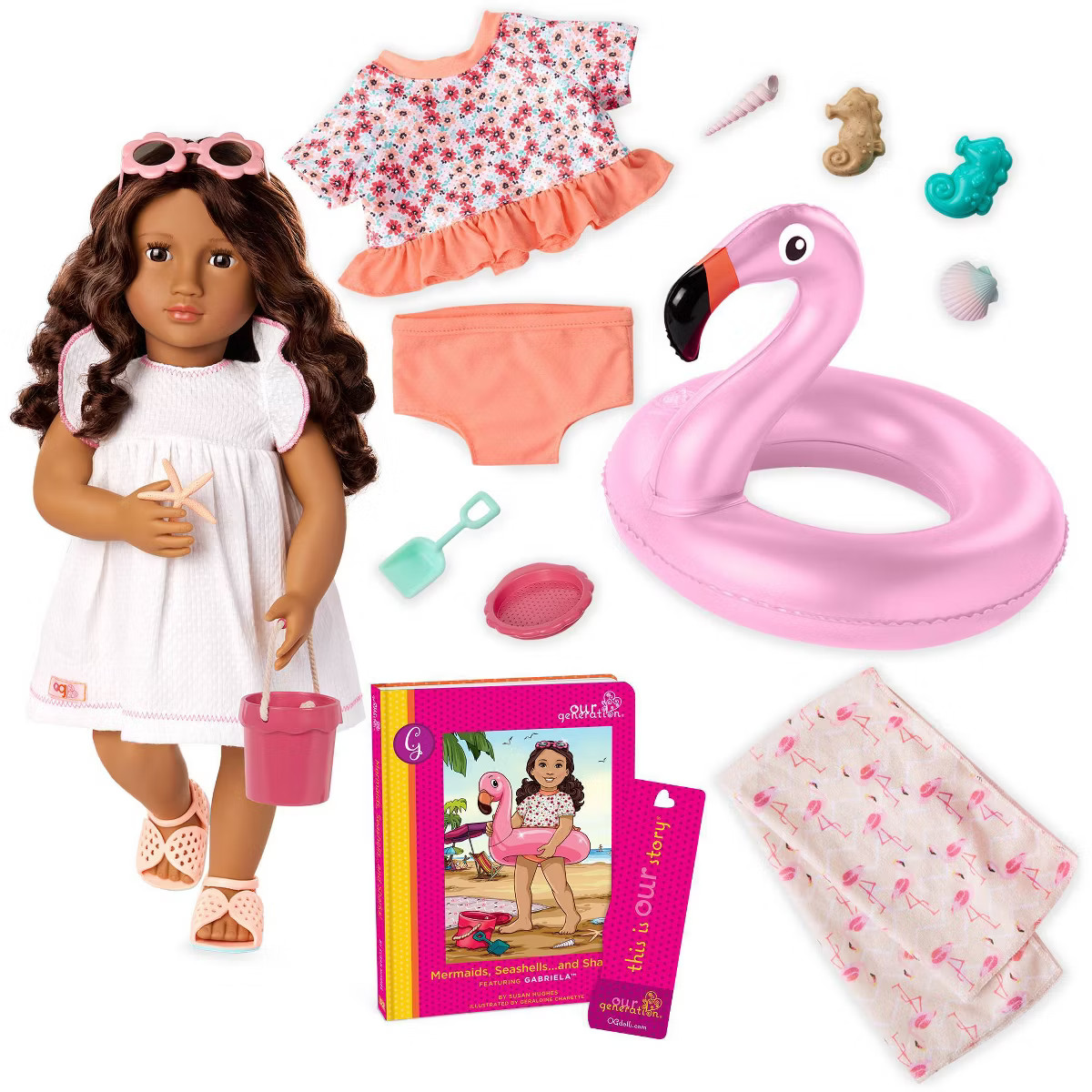 Our Generation Gabriela Posable 18" Doll with Beach Accessories and Storybook | Target