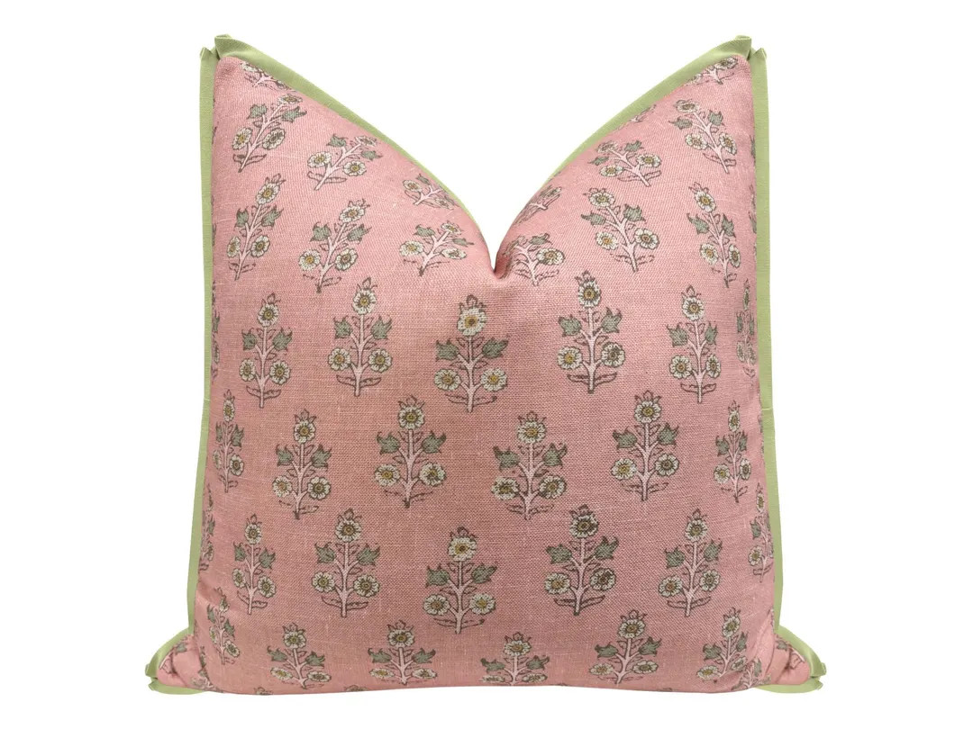 GP & J Baker Poppy Sprig // Blush with Butterfly Flange pillow | pink | floral print | printed pi... | Etsy (US)