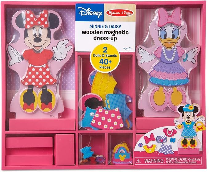 Melissa & Doug Disney Minnie Mouse & Daisy Duck Magnetic Dress-Up Wooden Dolls – Pretend Play S... | Amazon (US)
