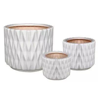 W Home™ Circular Ceramic Indoor/Outdoor Planter in White | Bed Bath & Beyond | Bed Bath & Beyond