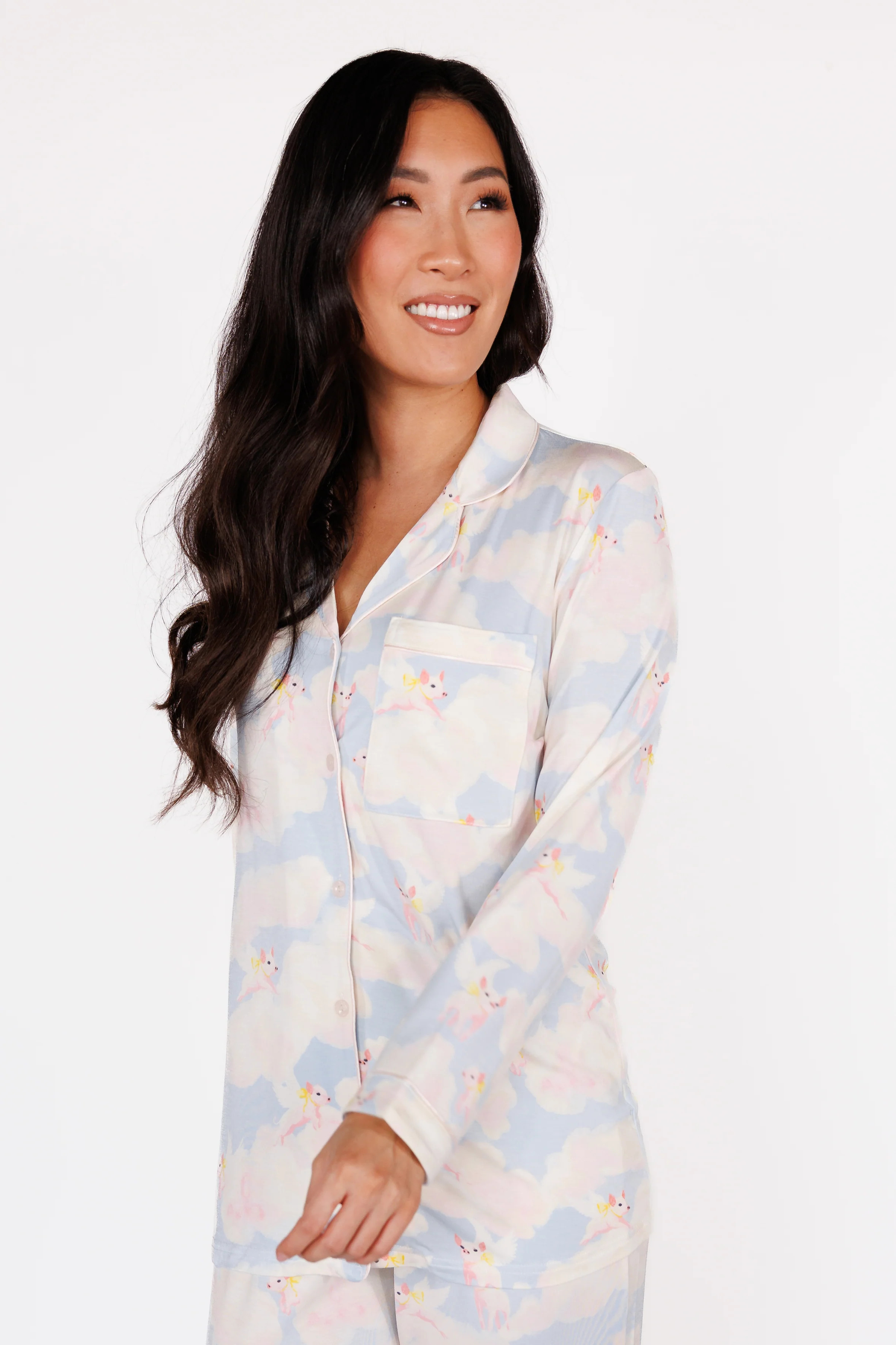 When Pigs Fly in Celestial Blush Long Sleeve & Cropped Pant Pajama Set | In My Sundays