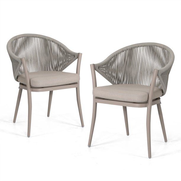 Nuu Garden 2 Pieces Outdoor Furniture Dining Rope Chairs with Cushions - Coffee | Walmart (US)