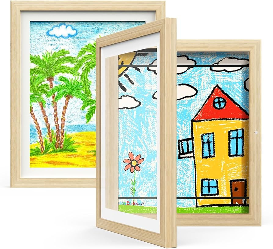 Hsypti Kids Art Frames, Kids Artwork Frames Changeable 8.5 x11 with Mat and 10 x12.5 Without Mat,... | Amazon (US)