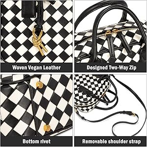 Woven Bag for Women, Top Handle Satchel Handbag Crossbody Bag PU Leather Shoulder Bag Woven Purse... | Amazon (US)