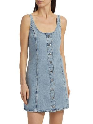 Button-Front Cotton Shift Denim Minidress | Saks Fifth Avenue OFF 5TH