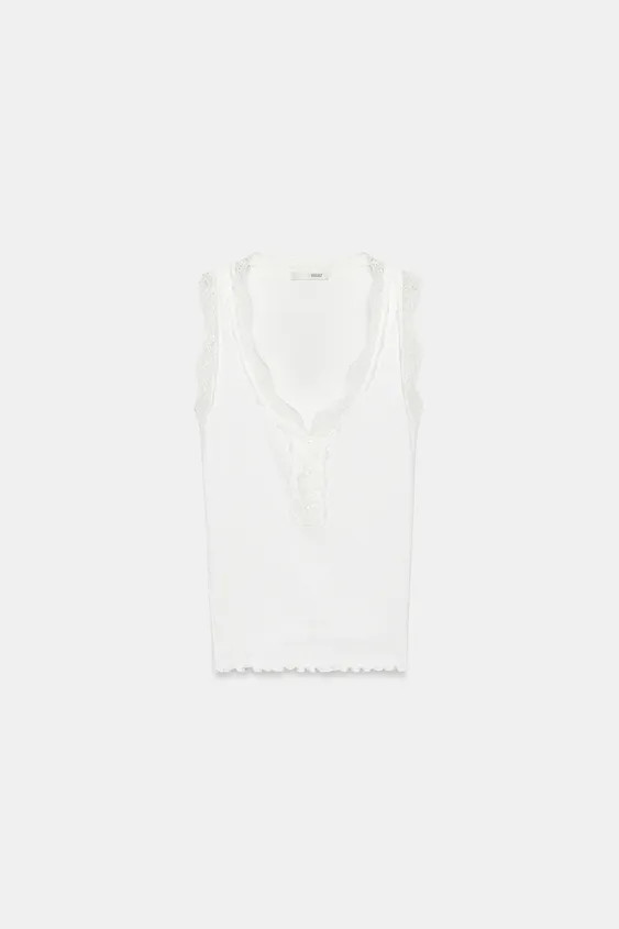 LACE RIB T-SHIRT | Zara UK