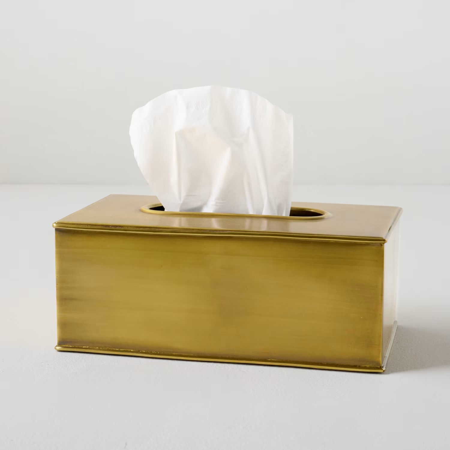 Antiqued Brass Tissue Box Cover | Magnolia