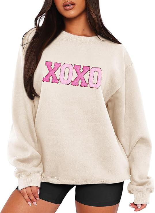 MAPICK Valentine Sweatshirts for Women Funny Letter Printed Chenille Patch Pullover Sweaters Long... | Amazon (US)