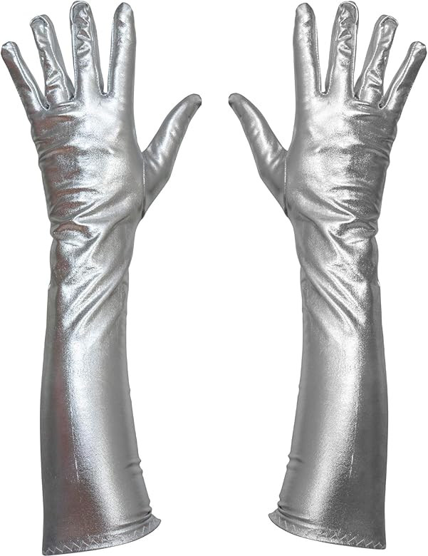 Skeleteen Silver Metallic Opera Gloves - Roaring 20's Fancy Flapper Elbow Evening Gloves Accessor... | Amazon (US)